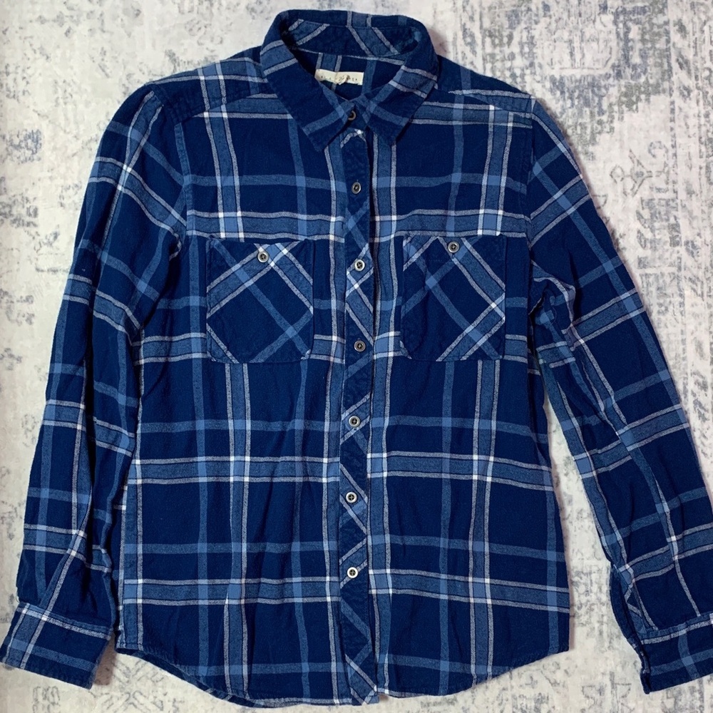 Pacsun La Hearts Navy Plaid Shirt S